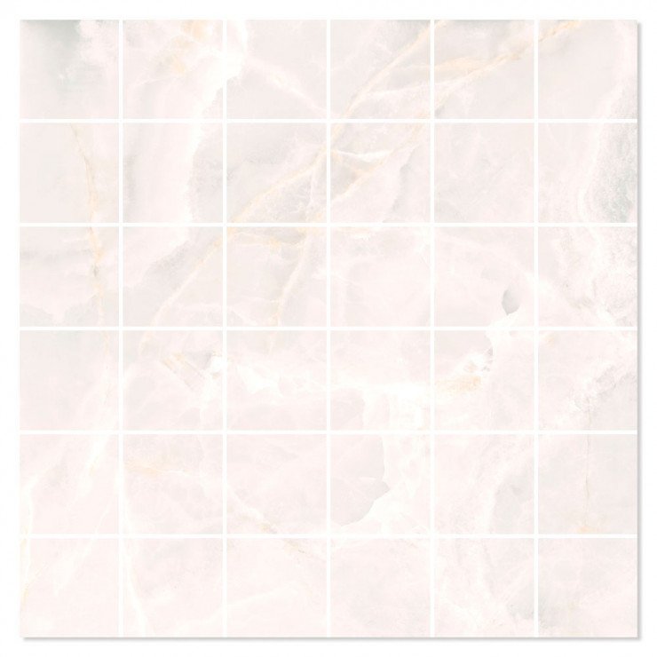 Marmor Mosaik Klinker Lux Cirrus Hvid Poleret 30x30 (5x5) cm-0